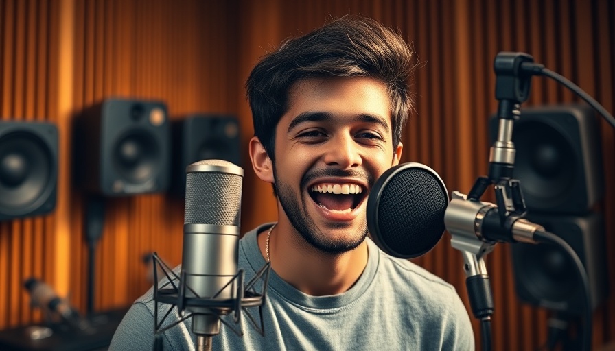 Joyful singer in a studio performing 'Song of Love from Once Upon a Mattress'