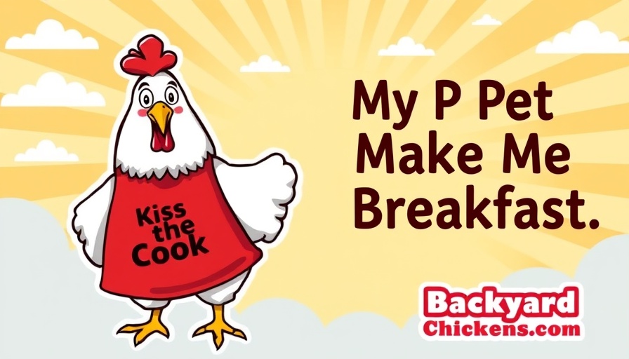 Cartoon chicken with 'Kiss the Cook' apron, choosing the right chicken companion.