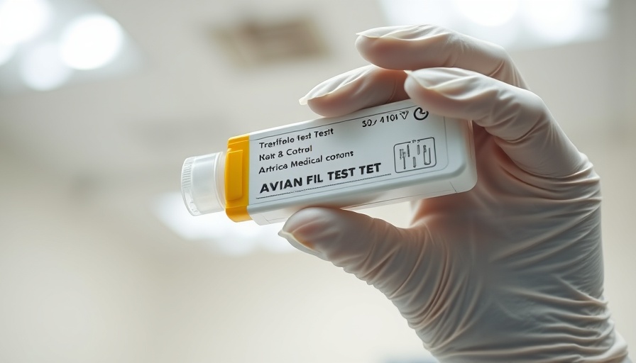 Bird flu testing kit held by a gloved hand.