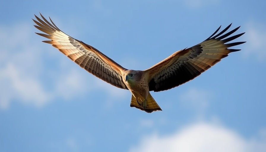Majestic Red-tailed Hawk soaring in a clear blue sky.