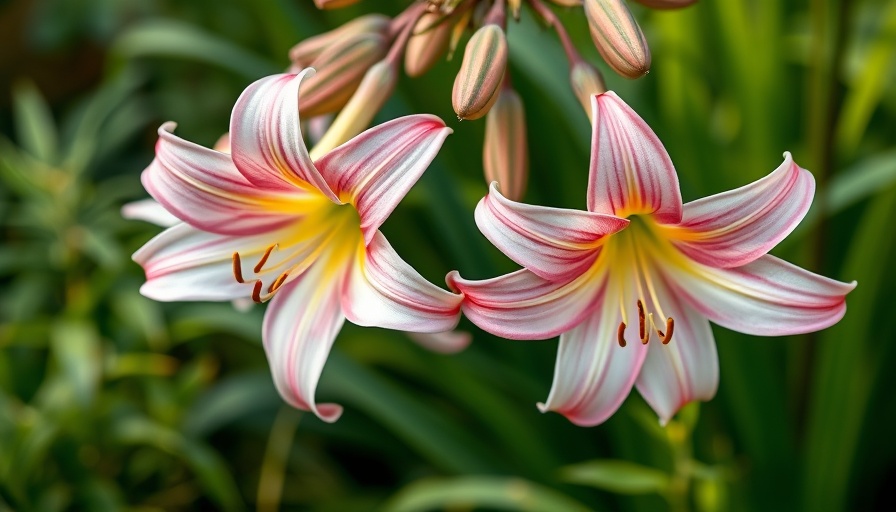 Elegant pink and white lilies with lush leaves, illustrating how to grow lilies from bulbs.