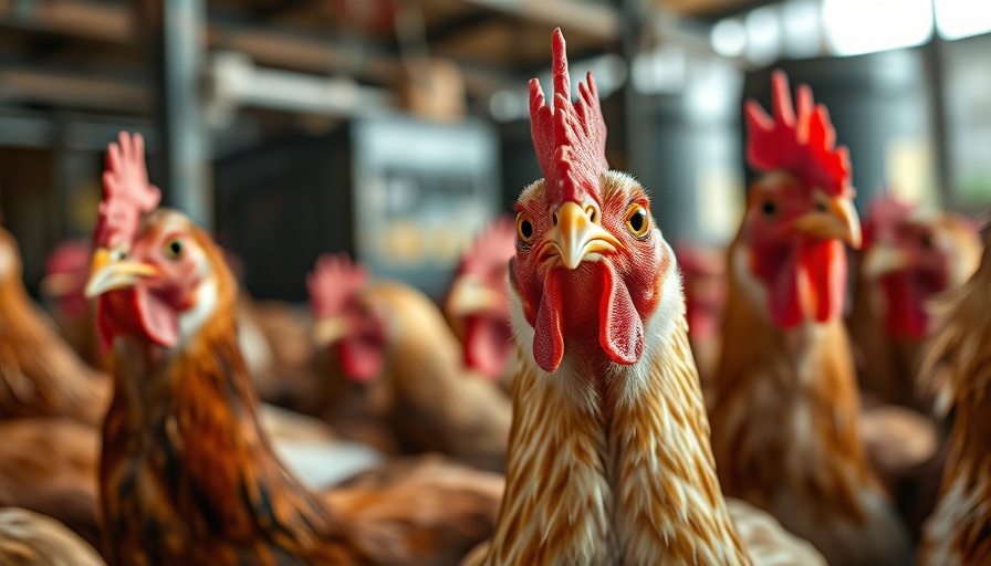 Chickens in cage on farm amid concerns of bird flu's financial impact.