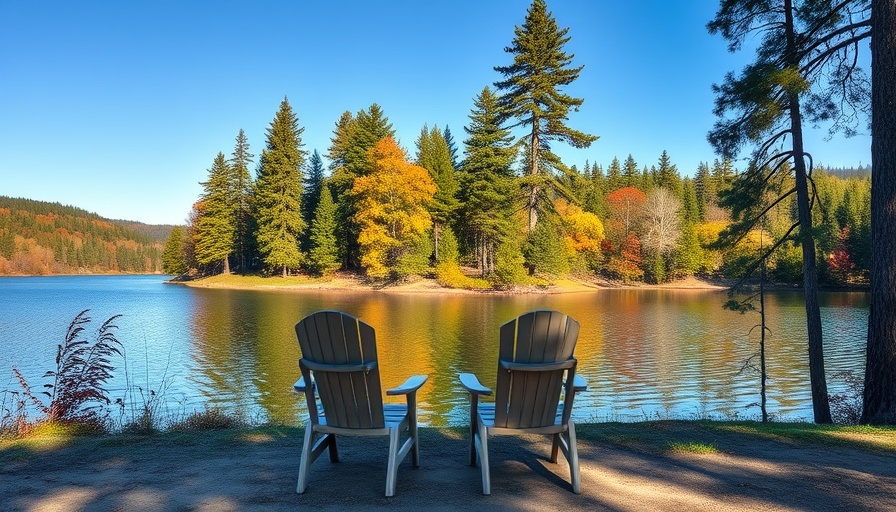 Serene lakeside view with chairs, Clean Air Act recovery