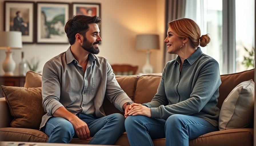 Couple discussing on a sofa, Best Shows on Hulu, holding hands.