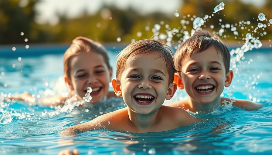 Family enjoying time in swimming pool, sunny day fun.