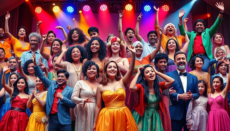 Theatrical performances for 2025 Best Musical Tony Award Nominations, vibrant stage collage.