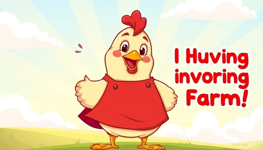 Humorous cartoon chicken illustration with text.