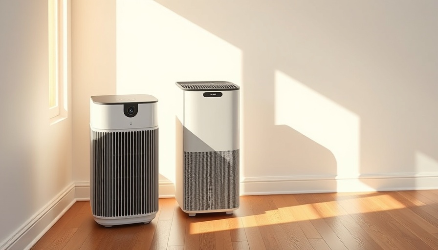 Modern air purifiers trio on hardwood floor, best air purifiers 2025.