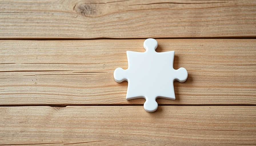 White puzzle pieces aligned on wood; DXC Complete with SAP and Microsoft.