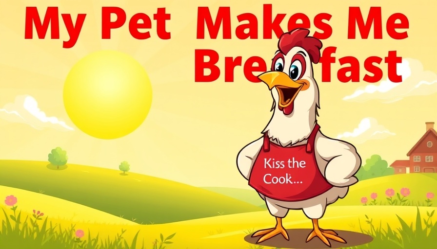 Cheerful cartoon chicken promoting 2025 avian-friendly garden.