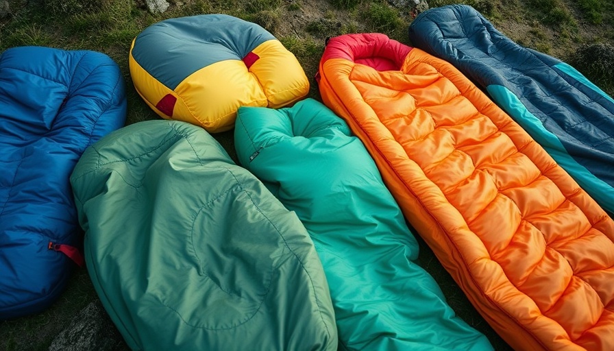 Colorful backpacking sleeping pads on grass.