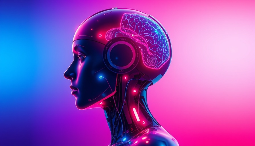 Smartpress Intelligence AI Agent futuristic humanoid with neon brain