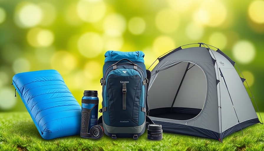 Outdoor gear collage of sleeping bag, backpack, tent from REI Anniversary Sale Deals.