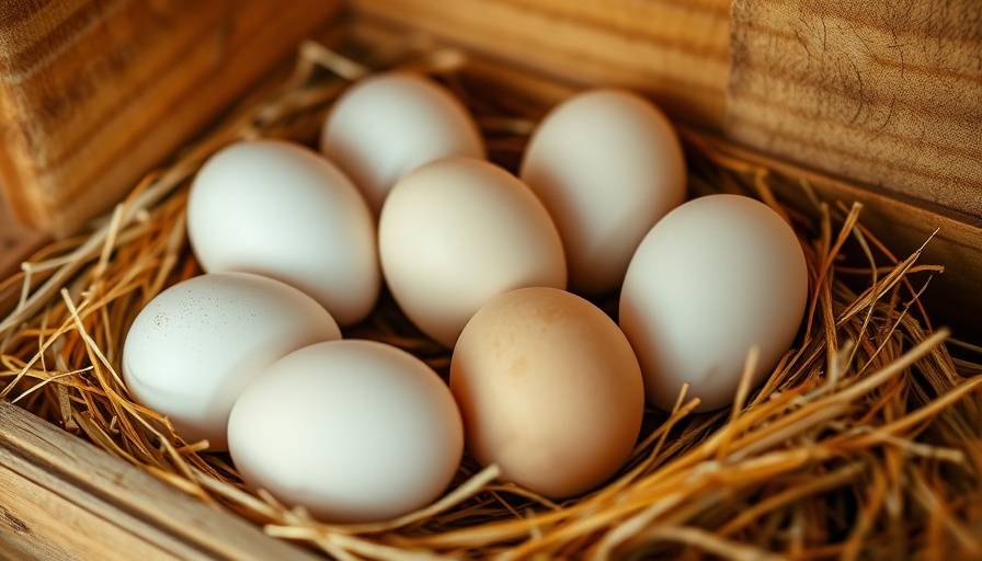 Close-up of eggs in a wooden nesting box highlighting H5N1 risk in Arizona.