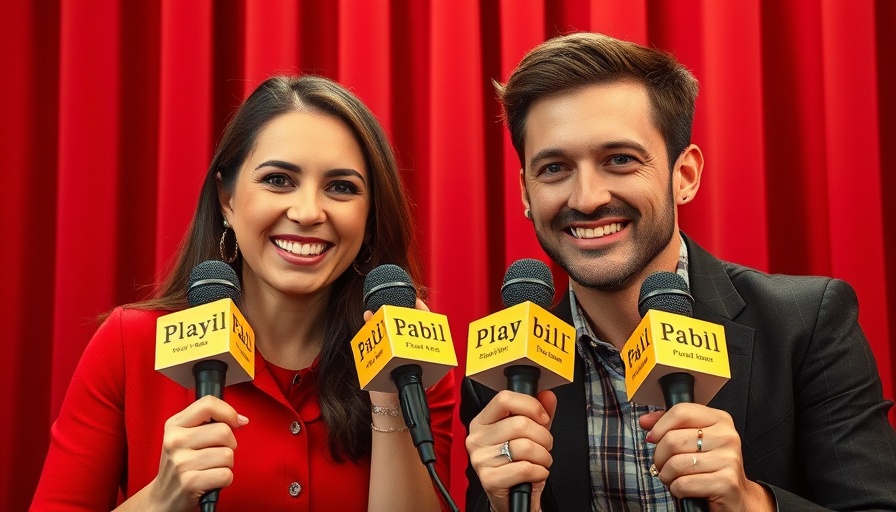 Broadway role swap interview with two people holding Playbill microphones.