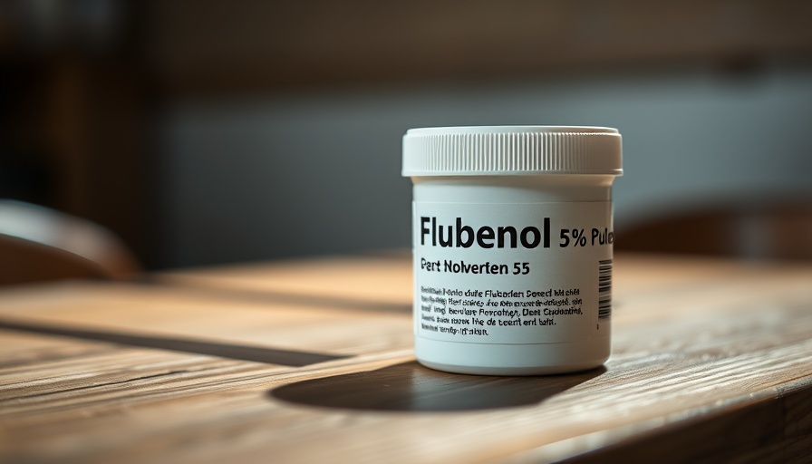 Flubenol 5% Pulver container with German text under soft lighting.