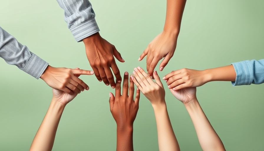 Diverse hands in unity symbolizing cooperation for Data Security Governance Solutions.