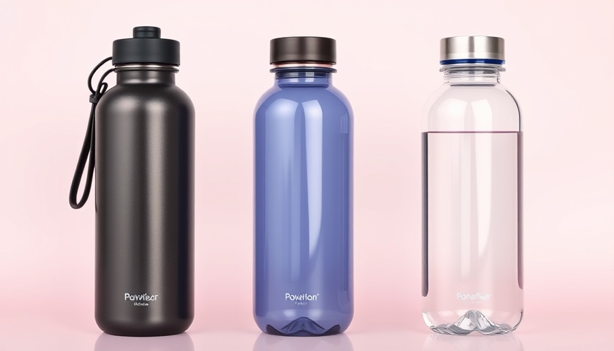 Modern reusable water bottles on colorful background, best reusable water bottles 2025.