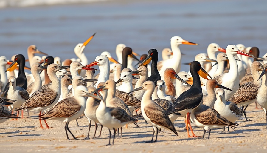 Diverse shorebird flock on sandy beach, lessons from mixed flocks.