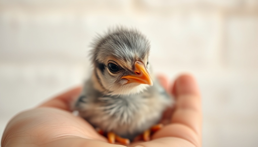 Gentle handling of a cute grey chick, joining a chicken enthusiast community.