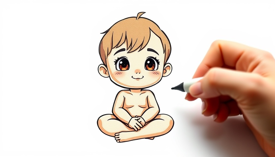 Little Theatre Kid Collection cartoon sketch being colored.