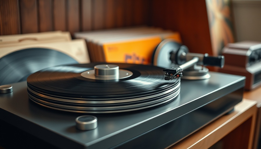 Close-up of essential turntable accessories on a classic turntable.