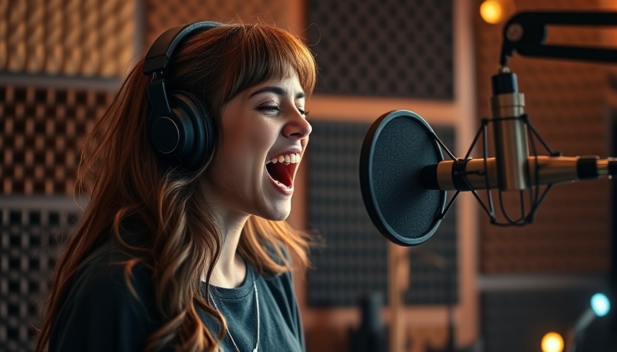 Lizzy McAlpine recording music passionately in a studio.