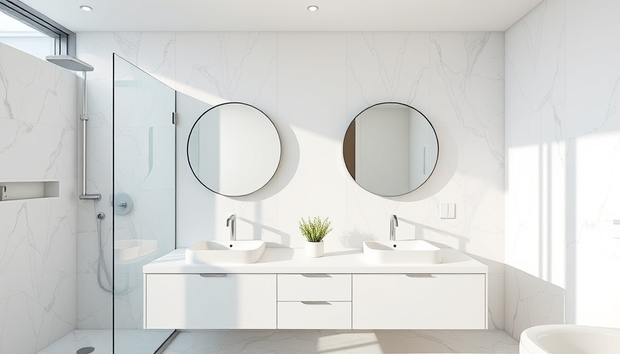 Modern Lutron Bath Control Line with sleek bathroom design.
