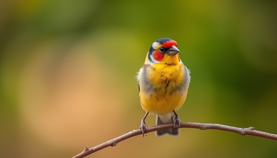 European Goldfinch perched gracefully, showcasing colorful plumage.