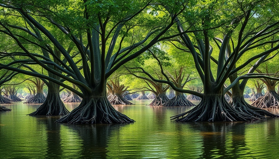 Mangrove forest showcasing storm resilience with lush greenery.