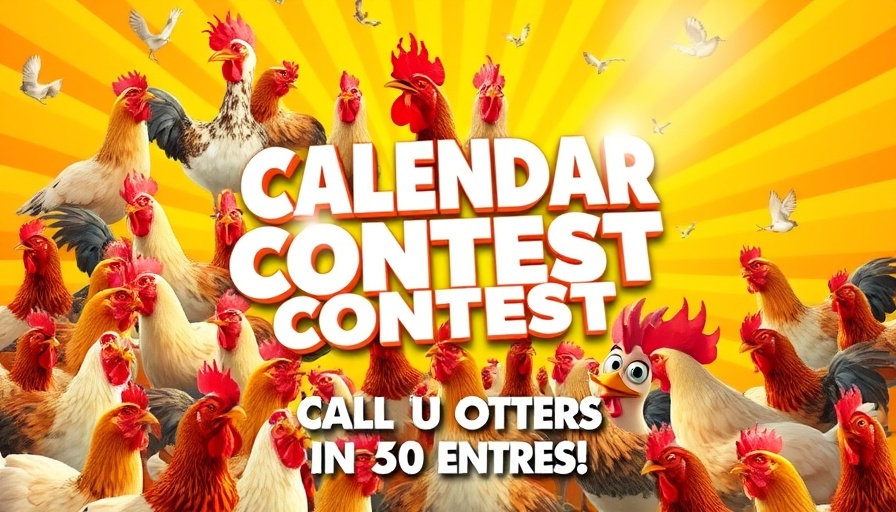 BYC Calendar Photo Contest announcement with chickens on a vibrant background.