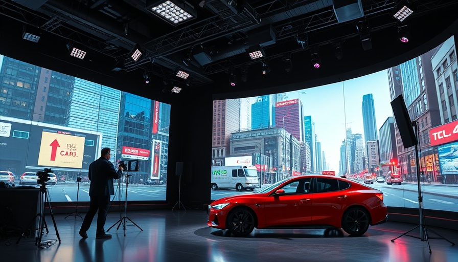 Studio using Sony CAPRI series video wall with cityscape and car.