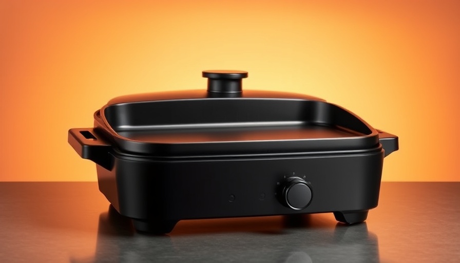 Glossy Blackstone griddle air fryer combo with open lid against a vibrant background.
