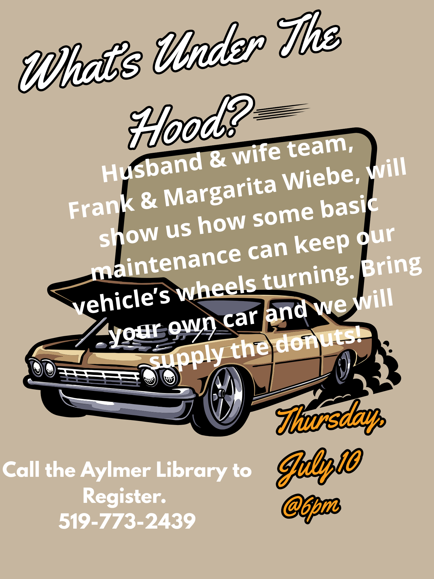 Multi-generational group at Aylmer Free Workshop learning car maintenance