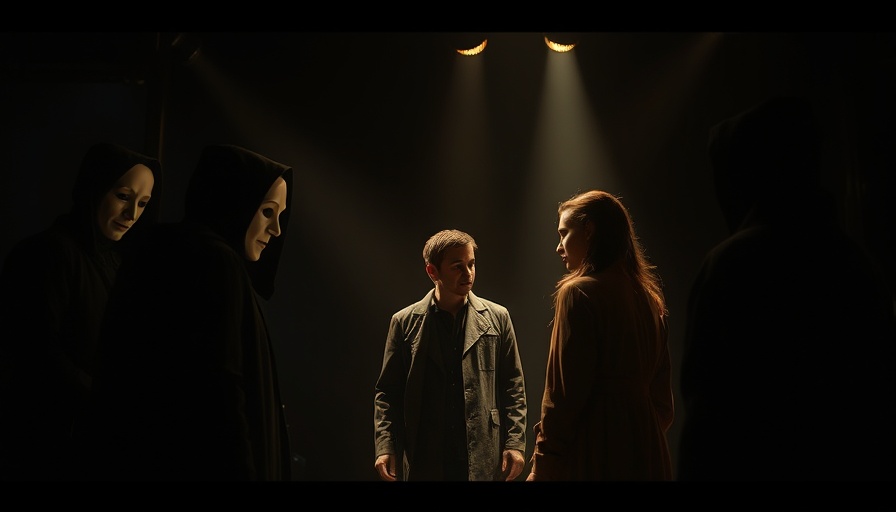 Mysterious theatrical scene with masks in Sleep No More Rent case.