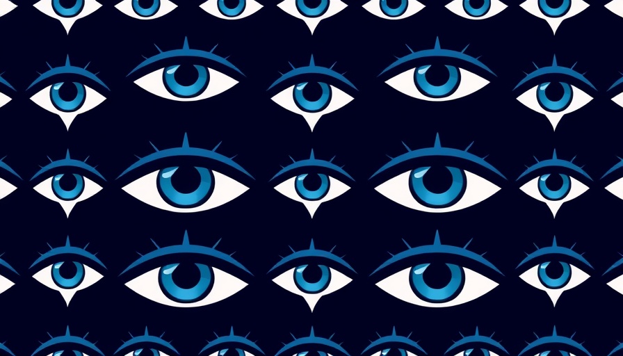 Pattern of stylized eyes symbolizing corporate espionage in tech.