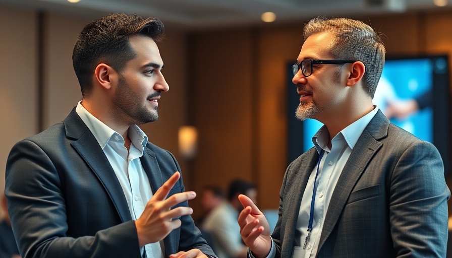 Professionals conversing at CEDIA Expo 2025 event with feedback screen.
