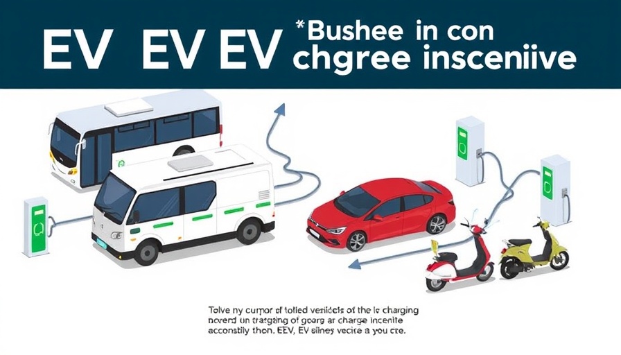 EV Charger Incentive Program Canada illustration with diverse vehicles and charging stations.