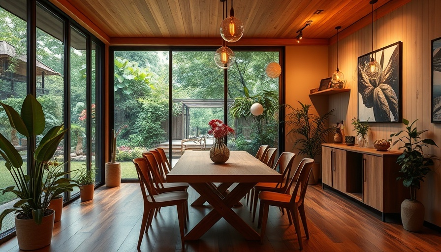 Eco-friendly dining room with garden view in Melbourne.