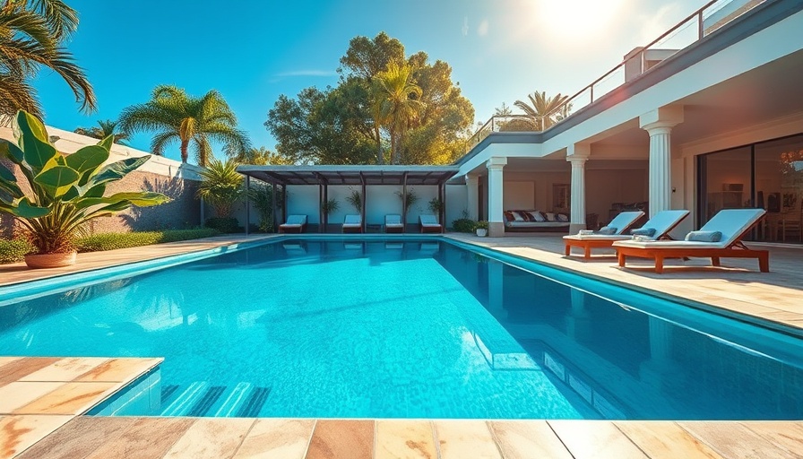 Luxurious pool scene with loungers, perfect pool party essentials.