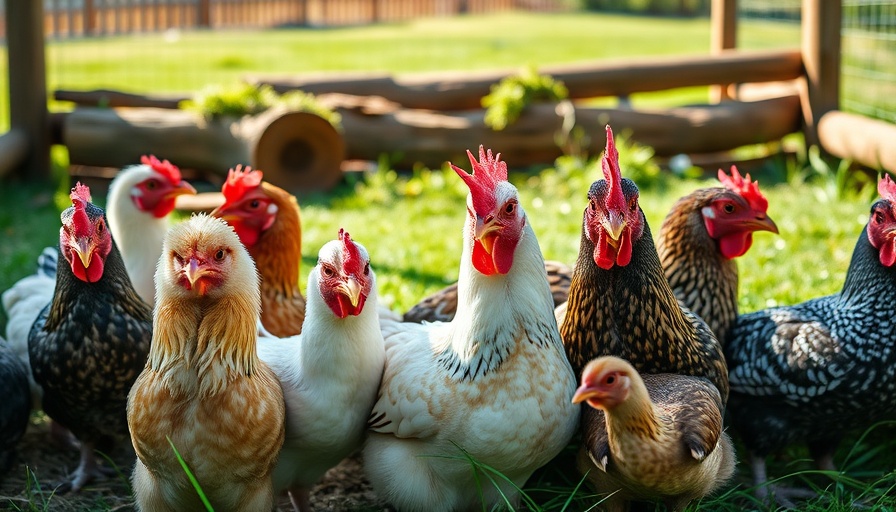 Group of chickens relaxing in sunny pen showing benefits of owning chickens.