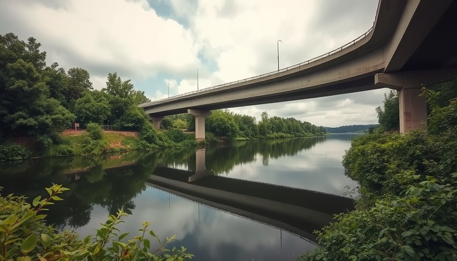 PFAS contamination in South Carolina: serene Pocotaligo River under I-95 bridge.