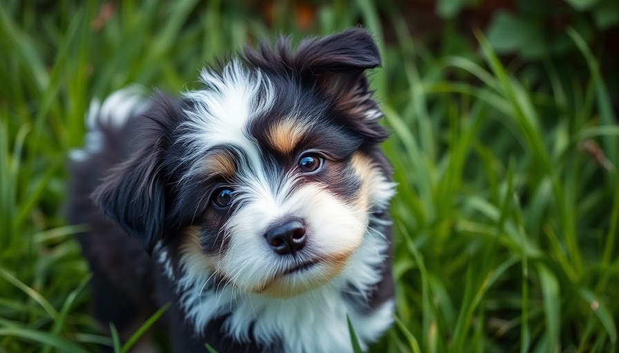 Curious dog in a lush outdoor garden