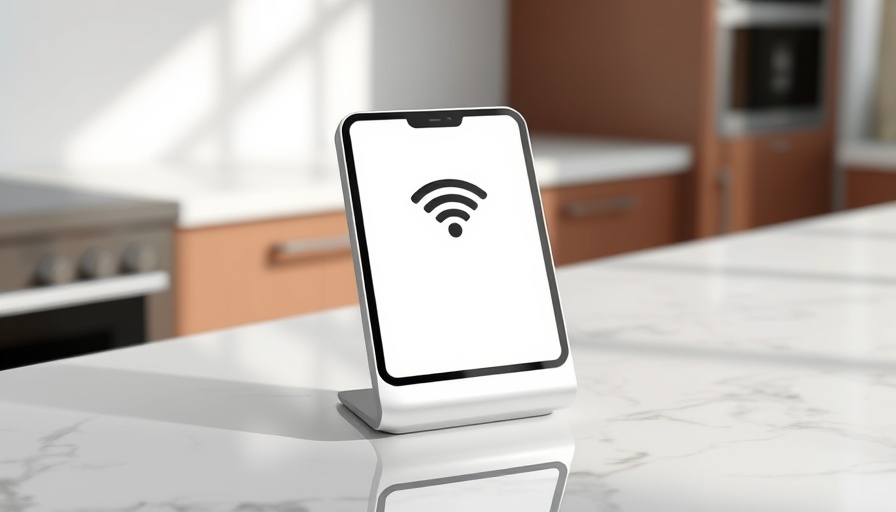 Minimalist Wi-Fi device on marble surface, Zero Trust Wi-Fi 7 in Smart Homes