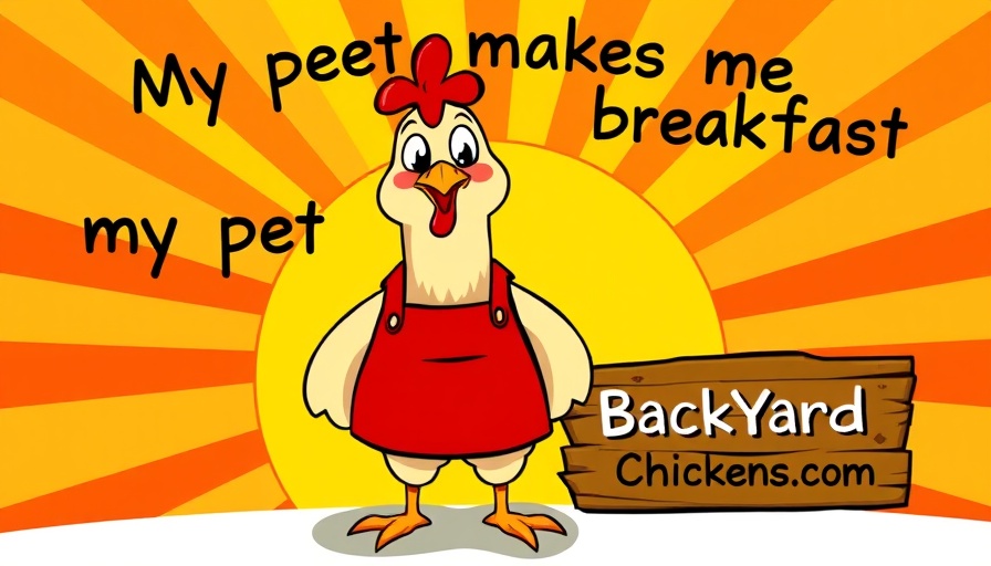 Cartoon chicken with apron and BackyardChickens.com logo.