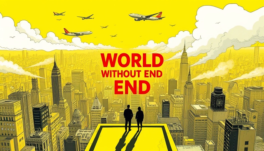 World Without End graphic novel cover depicting cityscape and planes.
