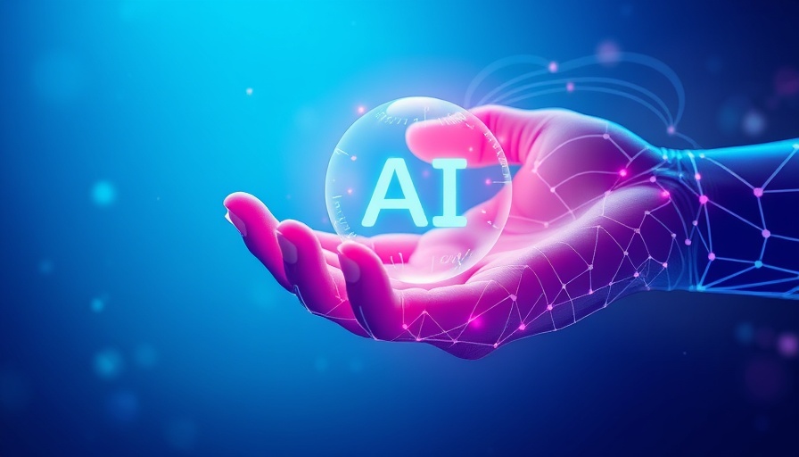 Futuristic illustration of AI sphere in wireframe hand, AI productivity tools.