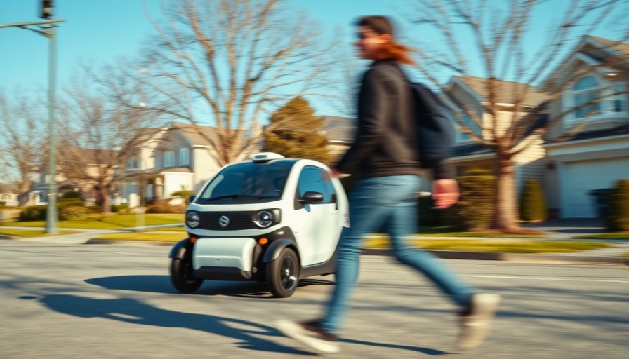 Waymo robotaxi in suburban street with teen walking by.
