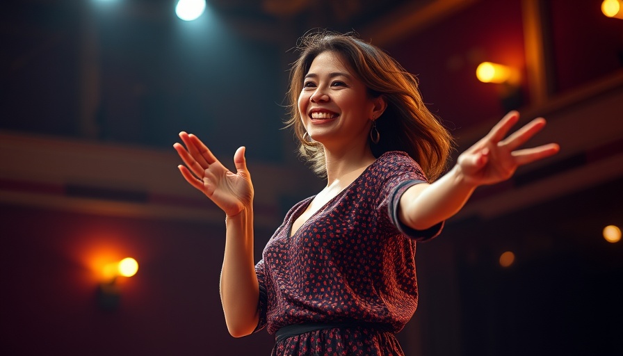 Joyful woman dancing on stage, Ballet Shoes Streaming.