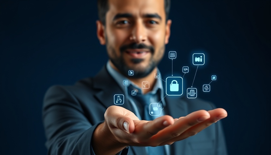IoT Innovation Leadership visualized with businessman showcasing digital IoT icons.